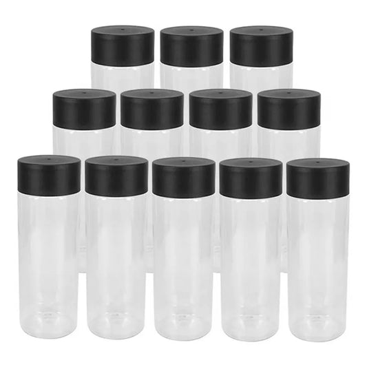 300ML Plastic Empty Juice Bottles With Black Lids Reusable Transparent Smoothie Water Bottle Coarse Cereals Storage Container