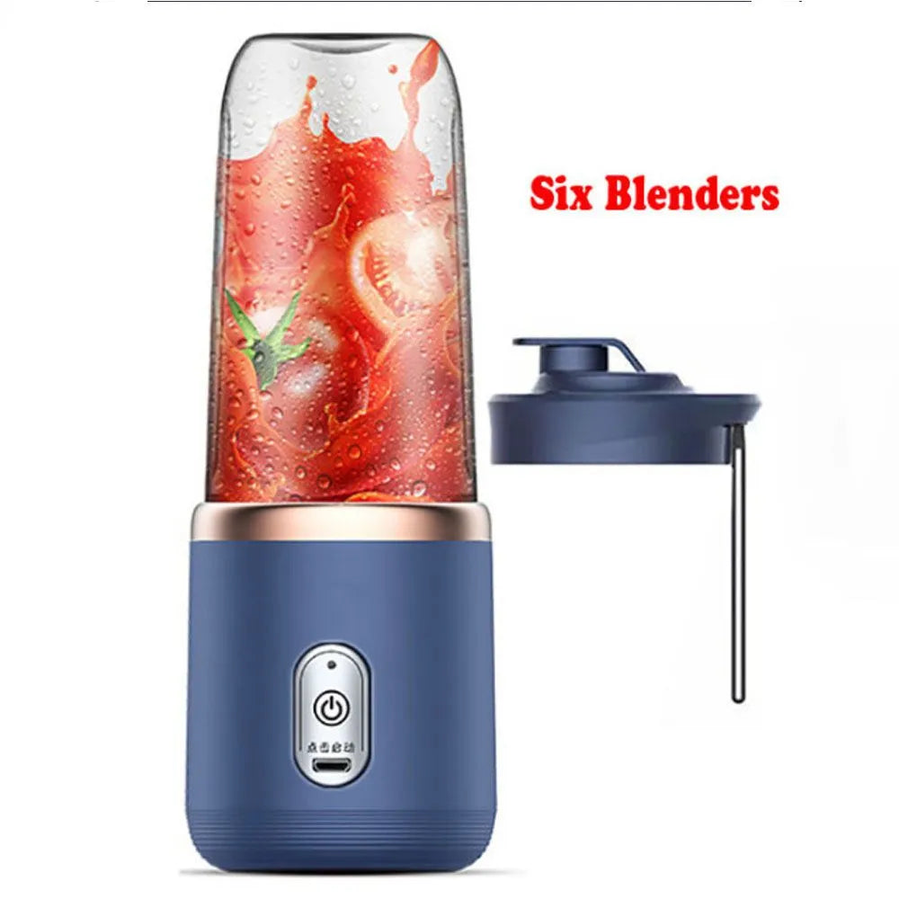 Portable Blender Bottle Electric 6 Blades Multifunction Juice Blender Fresh Juice Smoothie Blender Ice CrushCup Food Processor