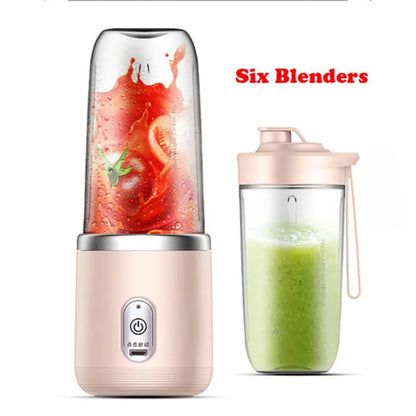 Portable Blender Bottle Electric 6 Blades Multifunction Juice Blender Fresh Juice Smoothie Blender Ice CrushCup Food Processor